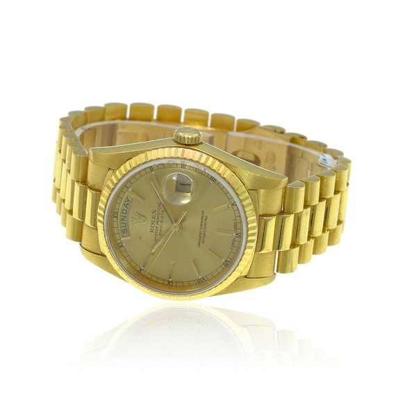 Rolex Mens Day-Date President Watch 18KY Solid Gold Champagne Dial 18238 MINT - Picture 3 of 11